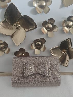 Source Unknown Rose Gold Crystal Bow Evening Clutch